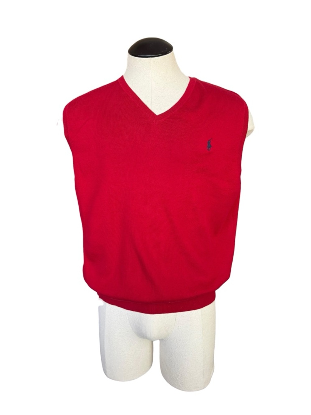 Vintage Polo Ralph Lauren V Neck Pima Cotton Sweater Vest Red Men XL 90s Preppy